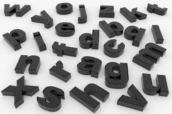 Preto brilhante 3D letras — Fotografia de Stock