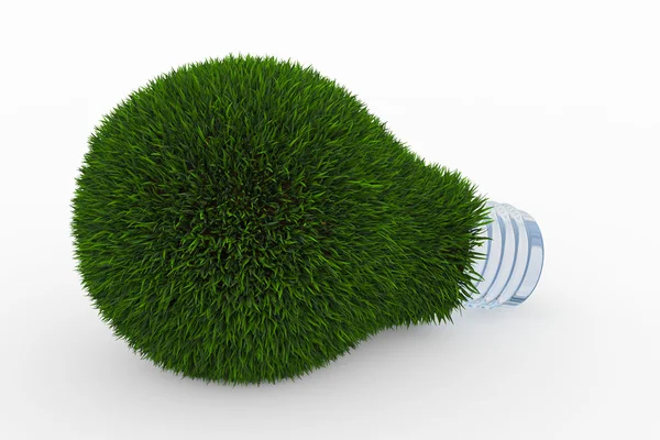 Lightbulb made of green grass — Stock Photo, Image
