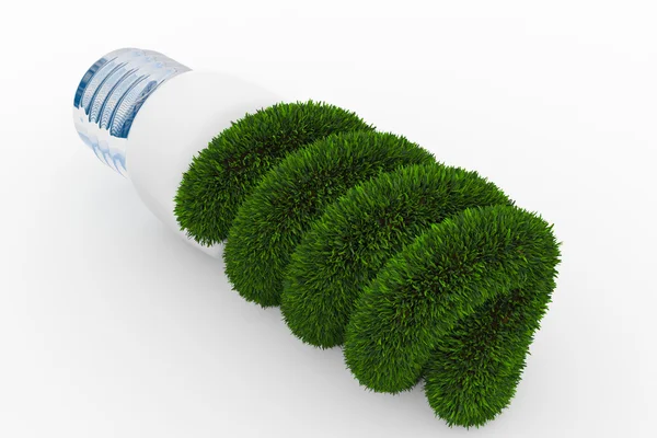 Lámpara de ahorro de energía hecha de hierba verde —  Fotos de Stock