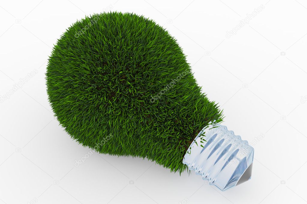 Lightbulb made of green grass