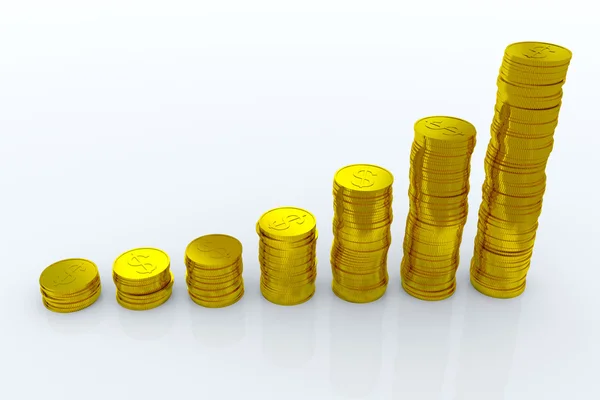 Монеты, показывающие прибыль и прибыль — стоковое фото