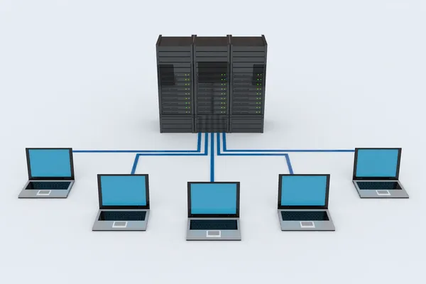 Computernetzwerk mit Server — Stockfoto