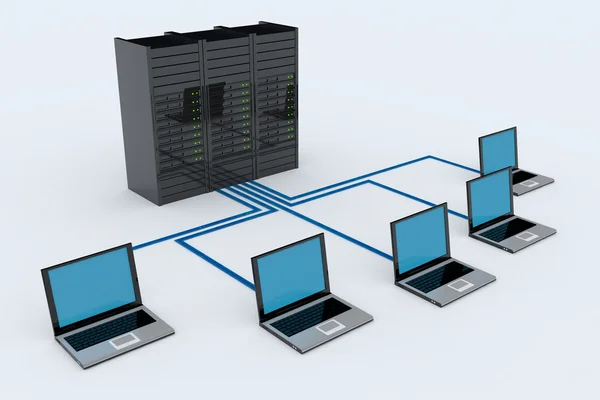 Red informática con servidor — Foto de Stock