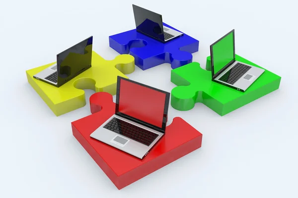 Laptop kirakós játék. — Stock Fotó