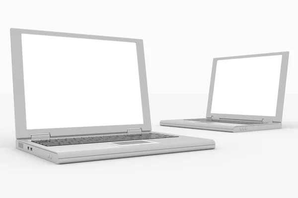 Laptops computer op wit wordt geïsoleerd. — Stockfoto