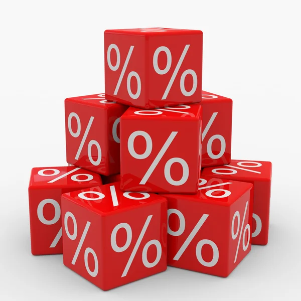 Пирамида красных кубиков с процентами — стоковое фото