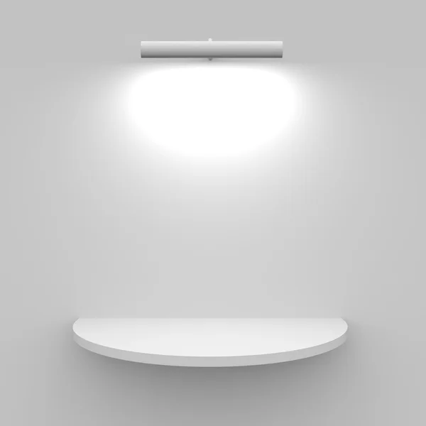Lege witte plank met lamp. — Stockfoto