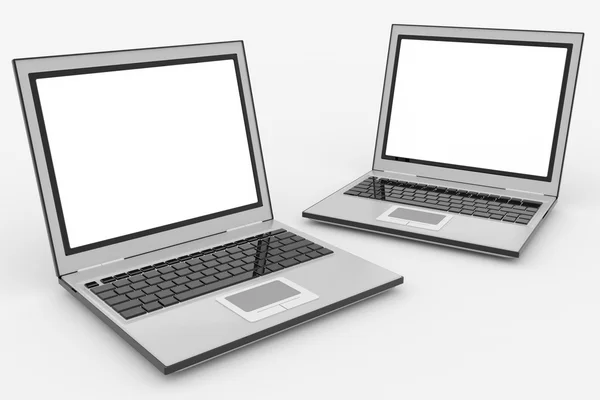 Laptops computer op wit wordt geïsoleerd. — Stockfoto