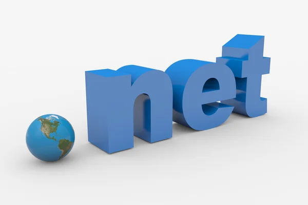 3D-woord netto. aarde spere vervangt dot. — Stockfoto