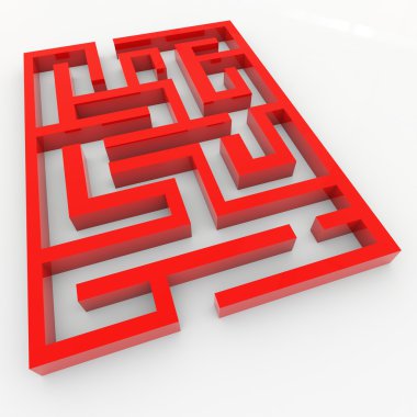 Red 3D maze. clipart