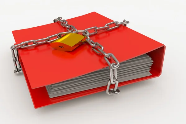 Folder closed by a chain and padlock — Stock Photo, Image