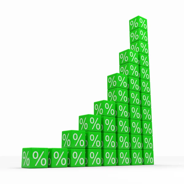 Wykres z zielonej kostki wielowymiarowe o procentach — Zdjęcie stockowe