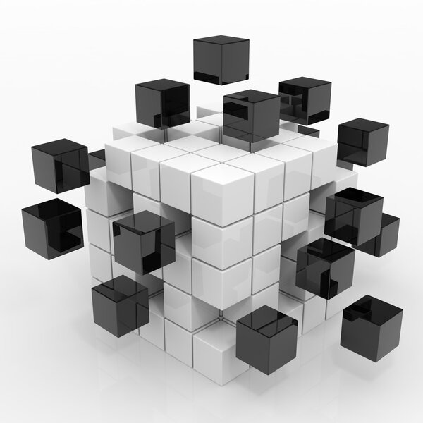 Cube assembling from blocks