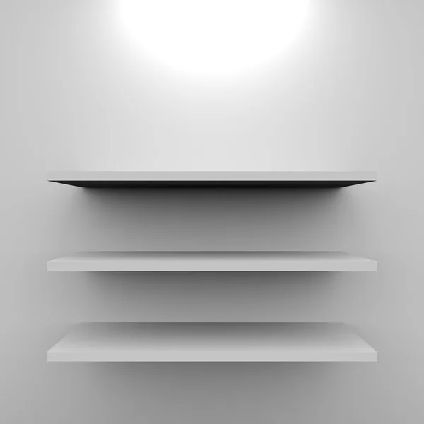 ランプと空の白い棚. — ストック写真