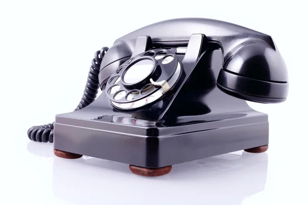 Vintage black rotary phone (with clipping path) — Stock Photo, Image