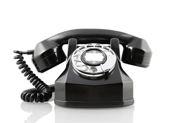 stock image Vintage black rotary phone (with clipping path)