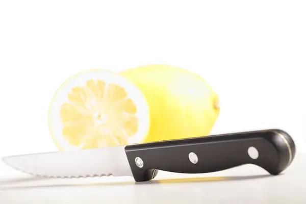 stock image Kitchen Knife with lemons