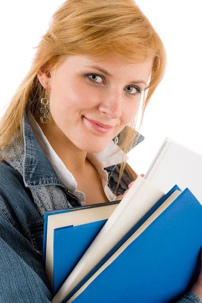 Studerande ung kvinna håll bok — Stockfoto
