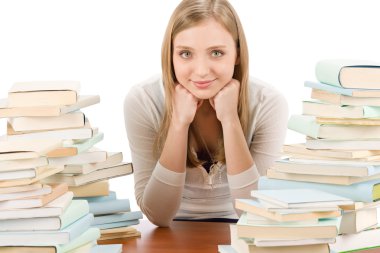 Öğrenci genç kadın kitaplar