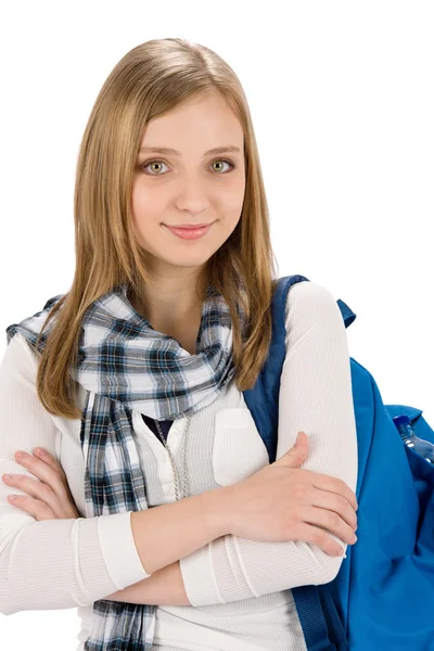 Estudiante adolescente mujer con mochila —  Fotos de Stock