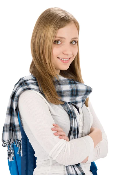 Studenta dospívající žena s ĺˇkolnĂ­ — Stock fotografie