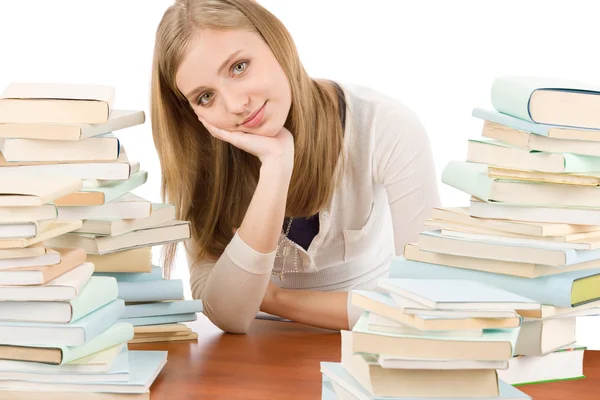 Studentin Teenager Frau mit Büchern — Stockfoto