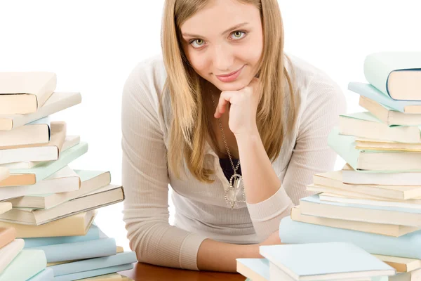 Estudiante adolescente mujer con libros —  Fotos de Stock