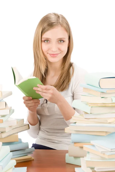 Student tonåring kvinna med böcker — Stockfoto