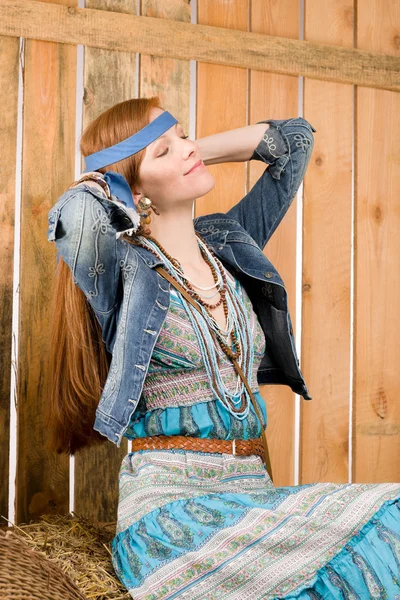 Fashion model - Hippie young red-hair woman — Stock Photo, Image