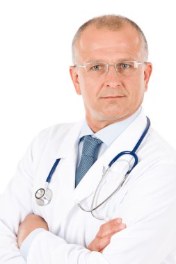 Olgun doktor erkek stetoskop professional ile