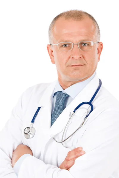 Mature médecin mâle avec stéthoscope professionnel — Photo