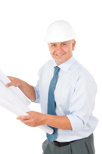 高级专业建筑师男性与头盔 — 图库照片