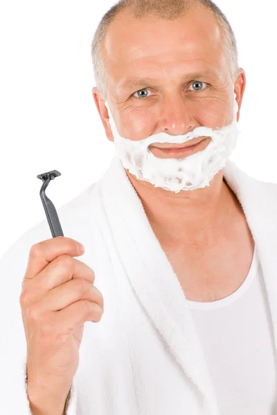 男性化妆品-成熟男人剃掉了胡子 — 图库照片