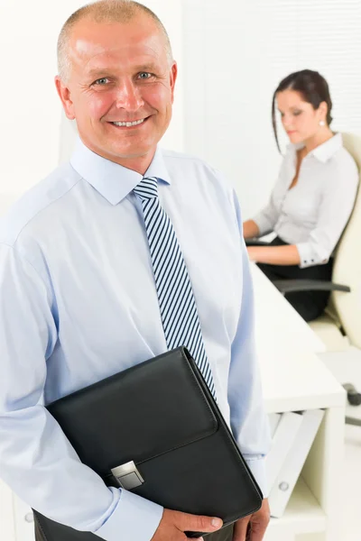 Professional senior businessman hold briefcase — Stock Photo, Image