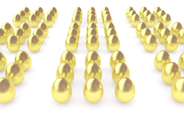 Goldene Eier in Formation — Stockfoto