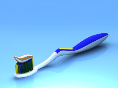 Toothbrush and gel toothpaste clipart