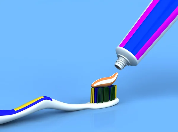 Toothpaste and brush — Stock Photo, Image