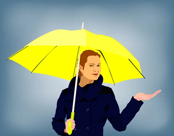 비오는 날 ubrella를 들고 있는 여자 — 스톡 사진