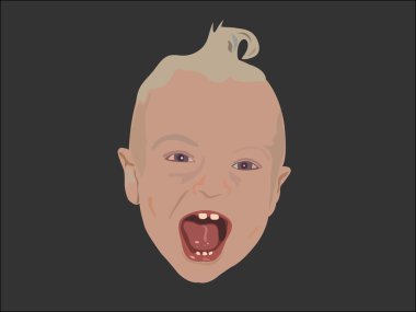 Cute laughing baby head illustration