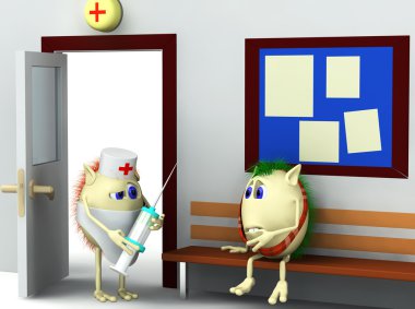 3D karakter ve hastane doktor