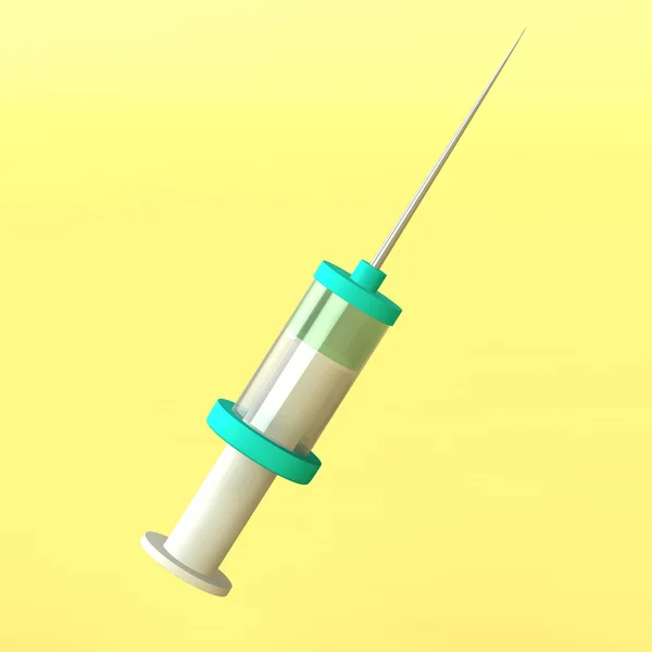 Precision syringe isolated on yellow background — Stock Photo, Image