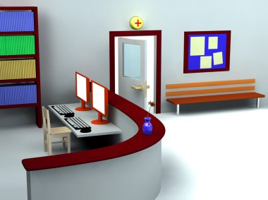 3d of hospital waiting room and registry clipart