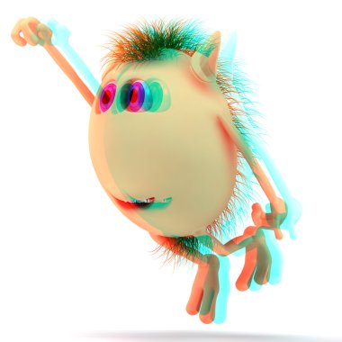 3D stereoscopic character flying puppet clipart