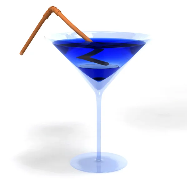 Colored cocktail in glass with brown straw — Stock Photo, Image