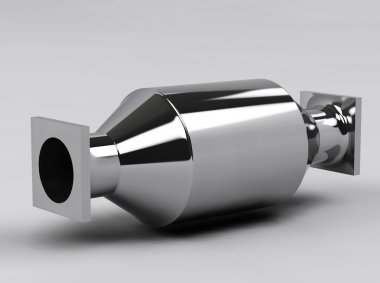 3D of muffler cylinder in grey studio clipart