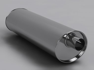 3D of muffler cylinder in grey studio clipart