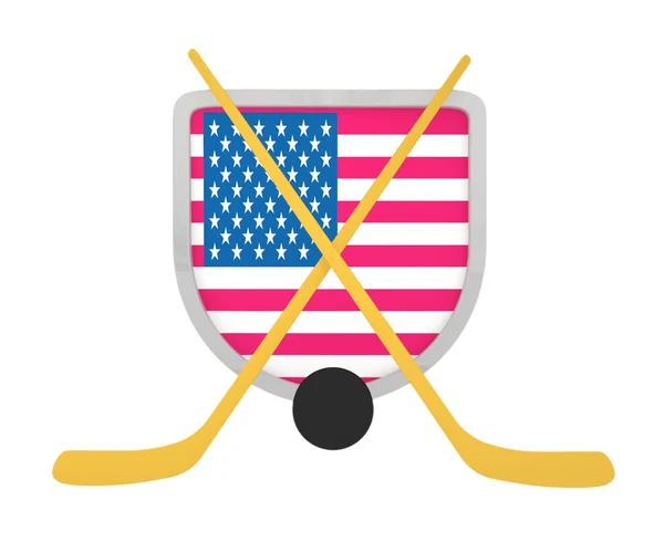 USA Tarcza Hokej na lodzie na białym tle — Zdjęcie stockowe