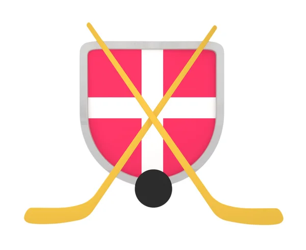 Dinamarca escudo de hockey sobre hielo aislado —  Fotos de Stock