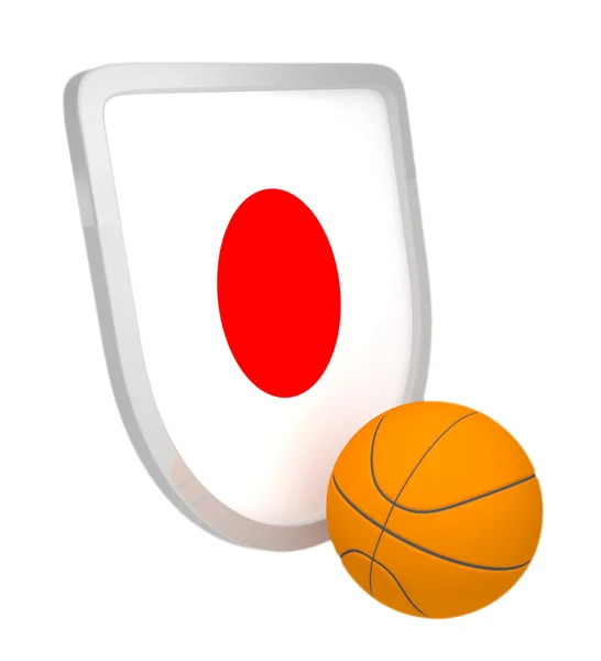 Koszykówka Tarcza Japonia na białym tle — Zdjęcie stockowe