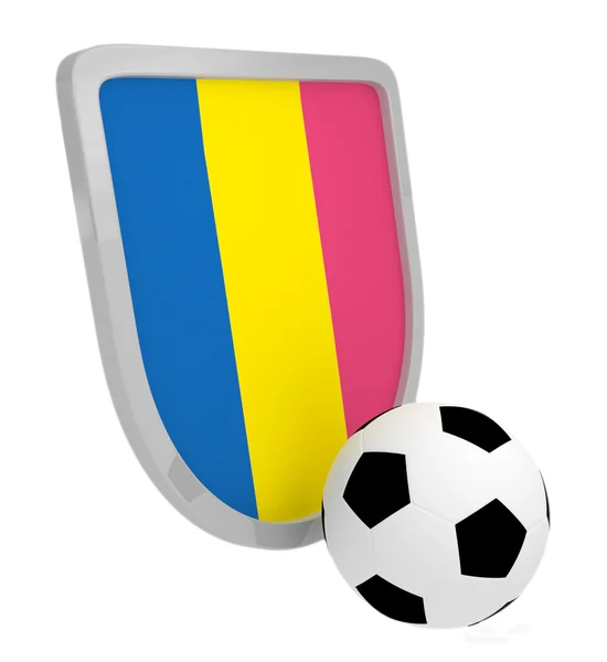 Piłka nożna Tarcza Rumunii na białym tle — Zdjęcie stockowe